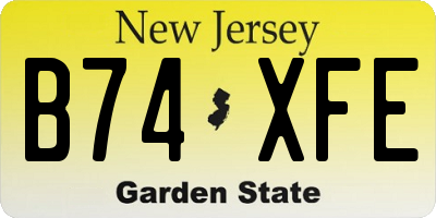 NJ license plate B74XFE