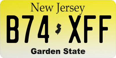 NJ license plate B74XFF