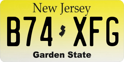 NJ license plate B74XFG