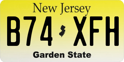NJ license plate B74XFH