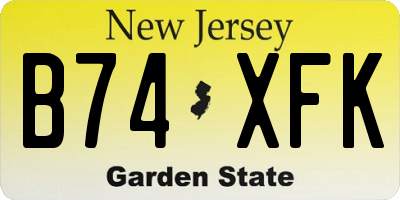 NJ license plate B74XFK