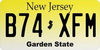 NJ license plate B74XFM