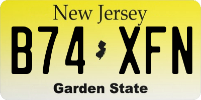 NJ license plate B74XFN
