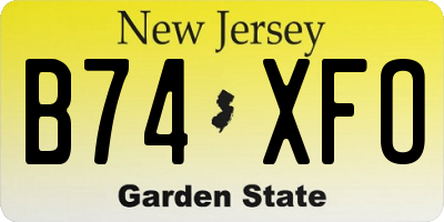 NJ license plate B74XFO