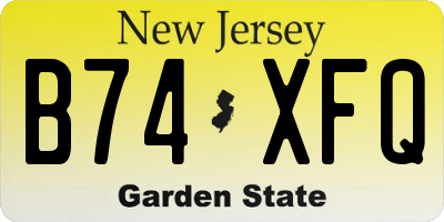 NJ license plate B74XFQ