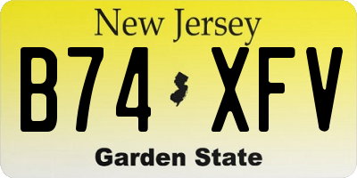 NJ license plate B74XFV