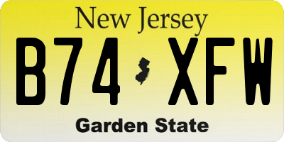 NJ license plate B74XFW