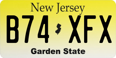 NJ license plate B74XFX