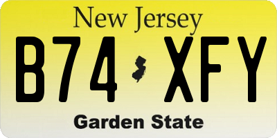 NJ license plate B74XFY
