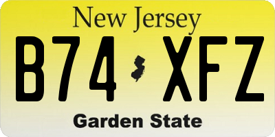 NJ license plate B74XFZ