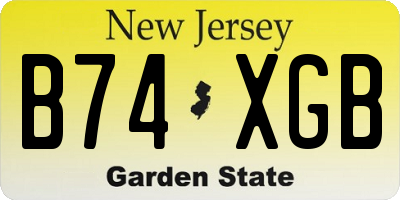 NJ license plate B74XGB