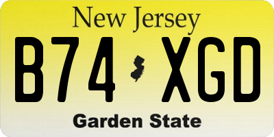 NJ license plate B74XGD