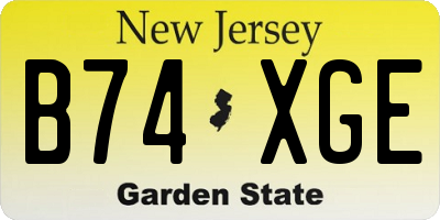 NJ license plate B74XGE