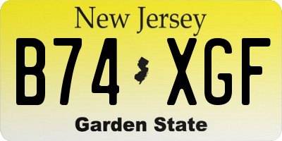 NJ license plate B74XGF