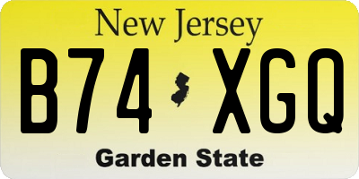 NJ license plate B74XGQ