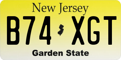 NJ license plate B74XGT