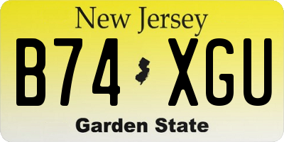 NJ license plate B74XGU