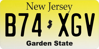 NJ license plate B74XGV