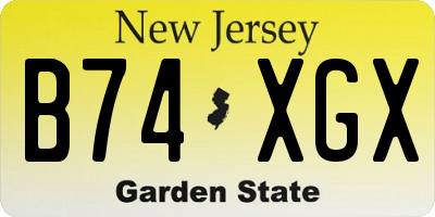 NJ license plate B74XGX