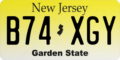 NJ license plate B74XGY