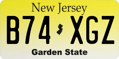 NJ license plate B74XGZ