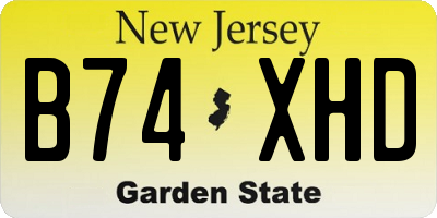 NJ license plate B74XHD