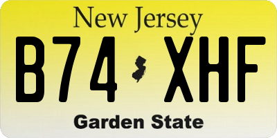 NJ license plate B74XHF
