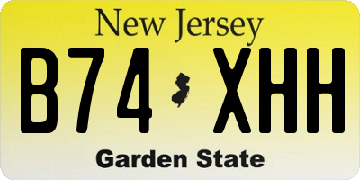 NJ license plate B74XHH