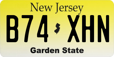 NJ license plate B74XHN