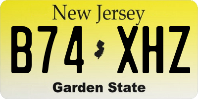 NJ license plate B74XHZ