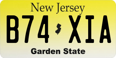 NJ license plate B74XIA