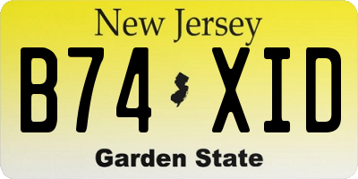 NJ license plate B74XID