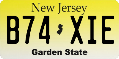 NJ license plate B74XIE