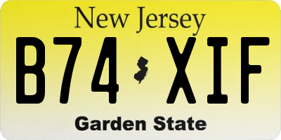 NJ license plate B74XIF