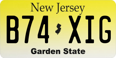NJ license plate B74XIG
