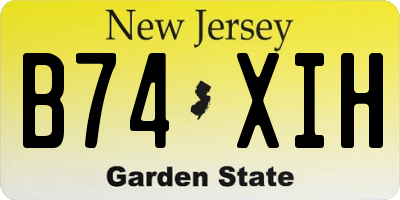 NJ license plate B74XIH