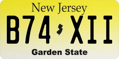 NJ license plate B74XII