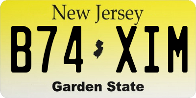 NJ license plate B74XIM