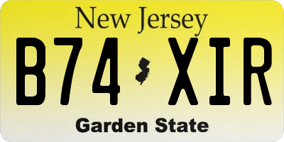 NJ license plate B74XIR