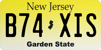 NJ license plate B74XIS