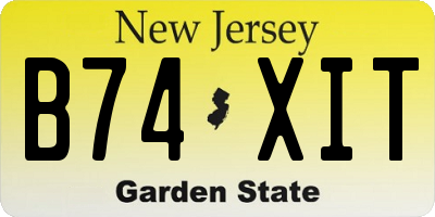 NJ license plate B74XIT