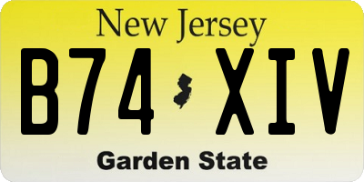 NJ license plate B74XIV