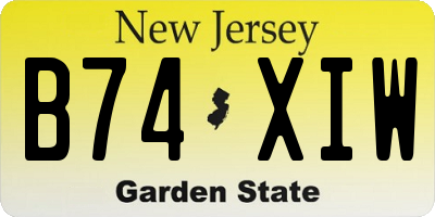 NJ license plate B74XIW