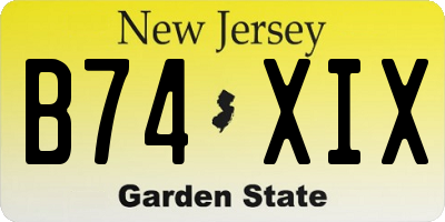 NJ license plate B74XIX