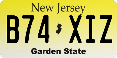 NJ license plate B74XIZ