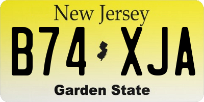 NJ license plate B74XJA