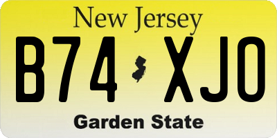 NJ license plate B74XJO