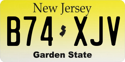 NJ license plate B74XJV