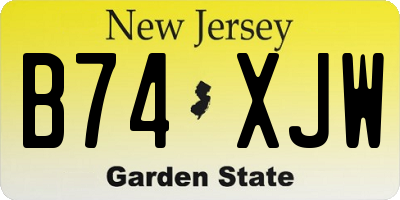 NJ license plate B74XJW