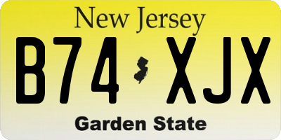 NJ license plate B74XJX